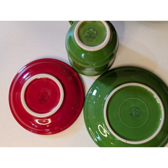 Homer Laughlin Shamrock & Scarlet 4pc Cup Saucer Plate Set – Christmas Fiesta - Picture 5 of 5